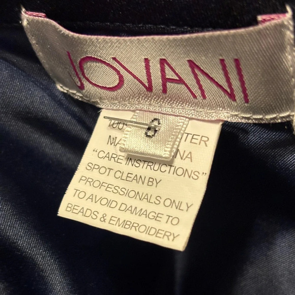 Jovani Navy Black Off the Shoulder Bell Sleeve Midi Dress with Slit Size 6 $690 - Picture 7 of 9